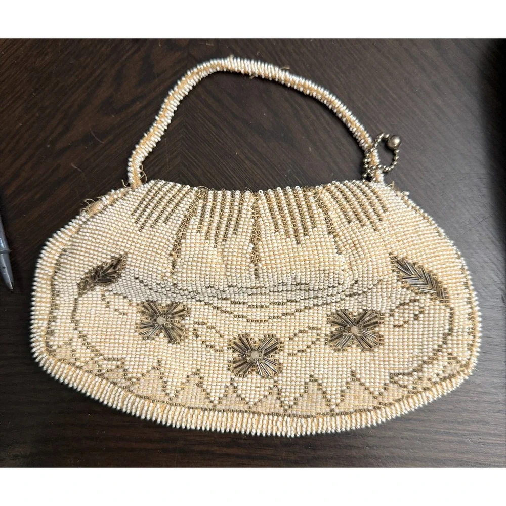 Vintage Beaded Handbag Evening Bag Clutch Purse Wedding Party Floral‎